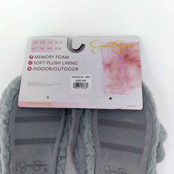 Jessica Simpson Grey Heart Faux Fur Clog Slipper Size Small - Picture 4 of 5